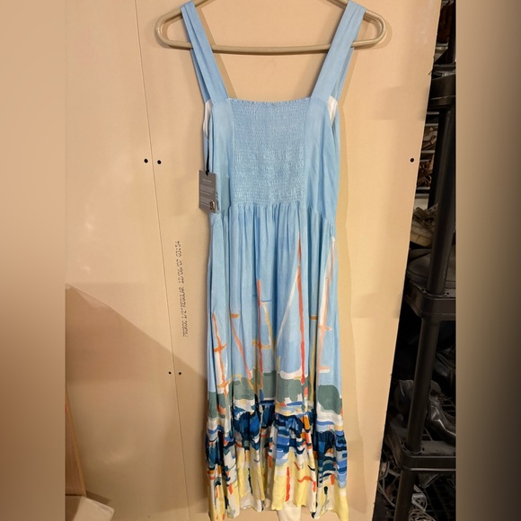 Simply Art by Dolcezza Light Blue Sailboat Print Sleeveless Casual Maxi Dress - Picture 5 of 11
